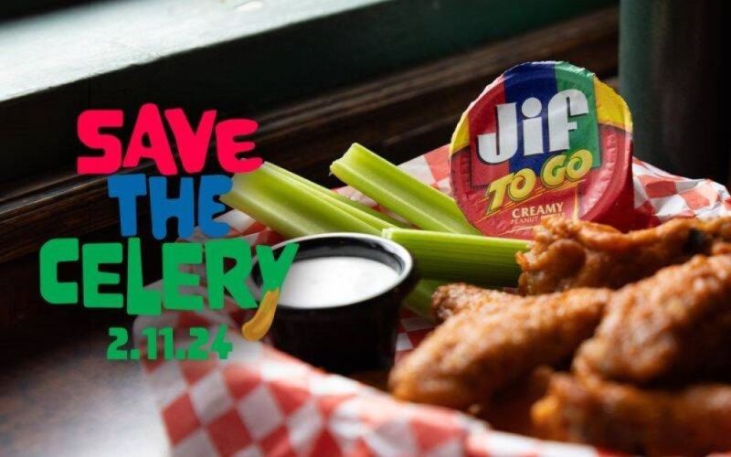 Jif prezentuje arašídové máslo jako ideální dip k zatracovanému celeru a doufá, že zazáří během Super Bowlu